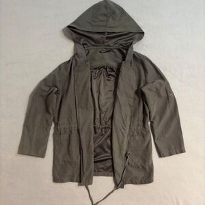 Poetry Womens Hooded Anorak Jacket Drawstring Waist Lightweight Brown Small